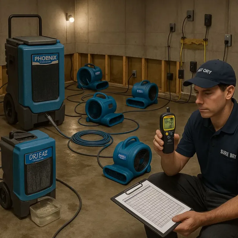 Structural Drying and Dehumidification process in Commerce, CA